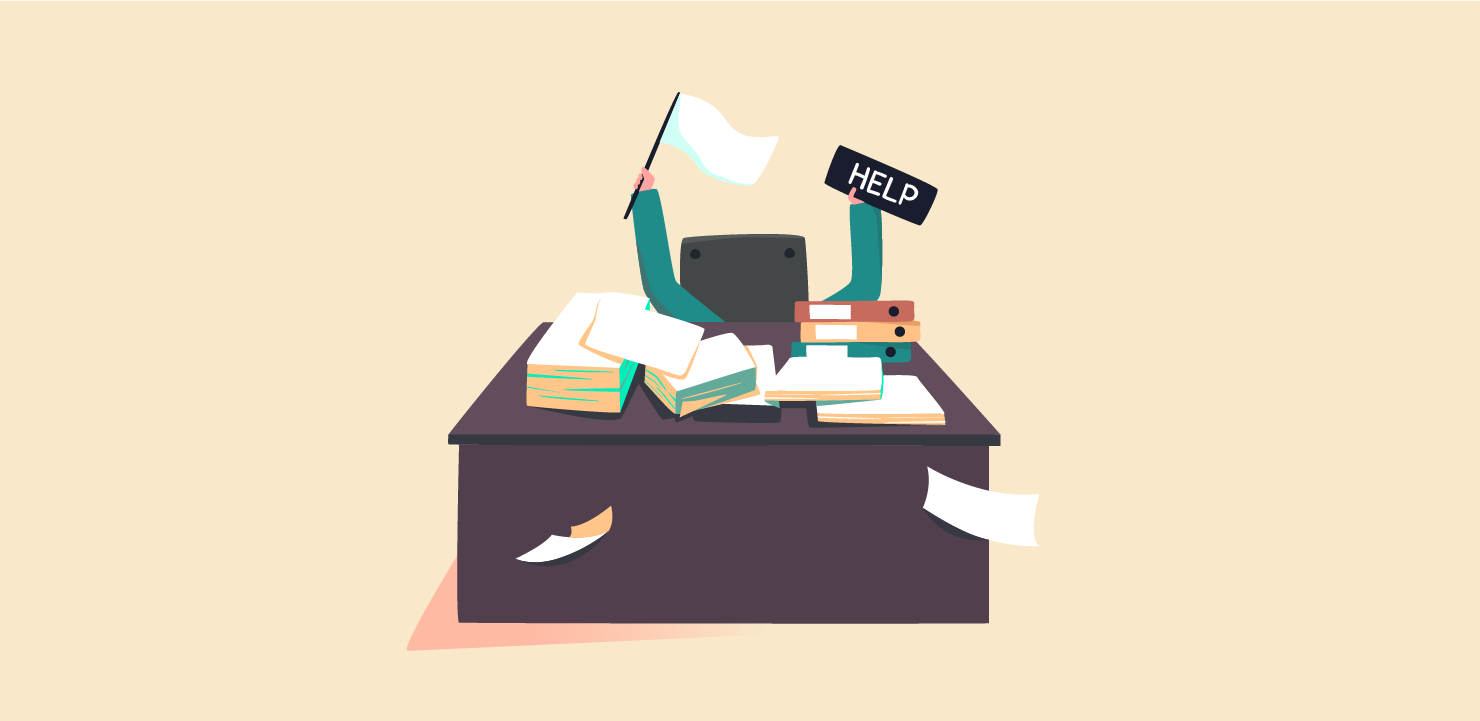 仕事に追われている人のイラスト