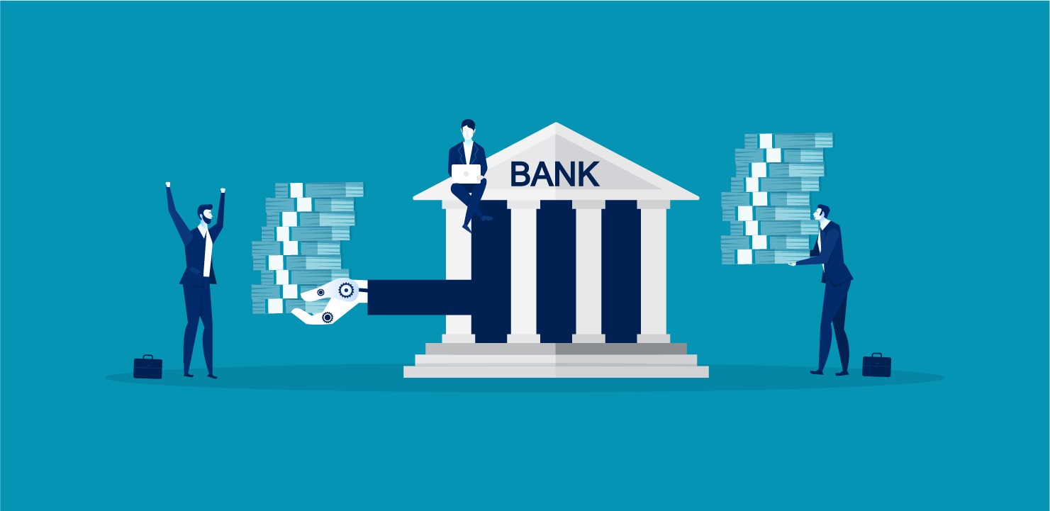 銀行からお金を受け取るイラスト